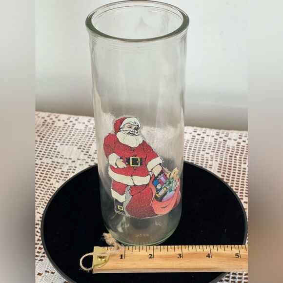 Tall glass candle holder || Santa Clause candle holder || Candle holder Santa - Picture 10 of 11